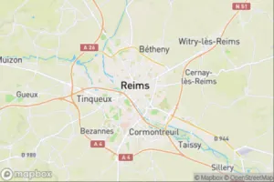 Map showing location of “North collateral of the Cathedral of Notre-Dame de Reims” in Reims, France