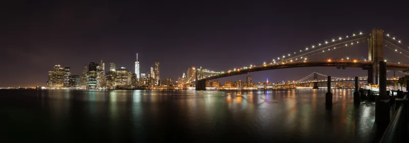 Breathtaking Brooklyn Bridge night panorama
